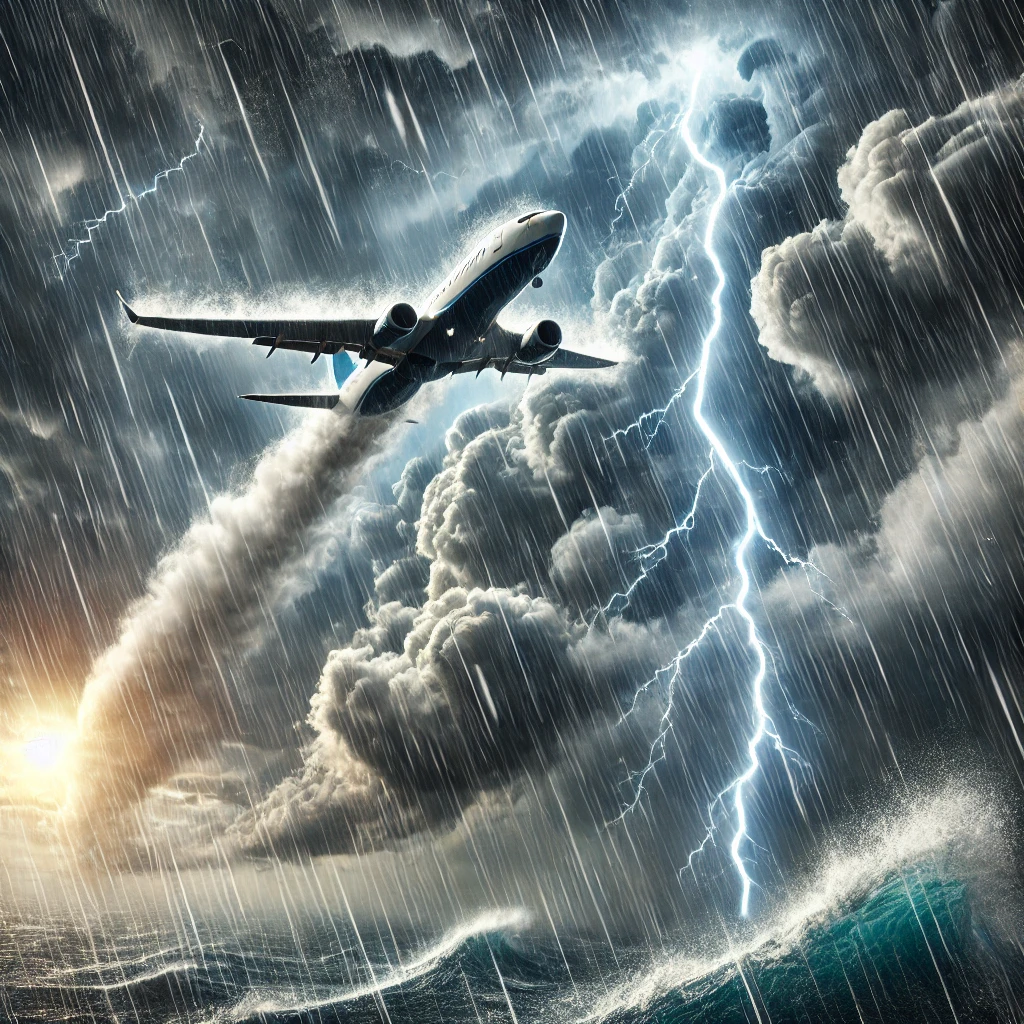 Avion dans la tempête